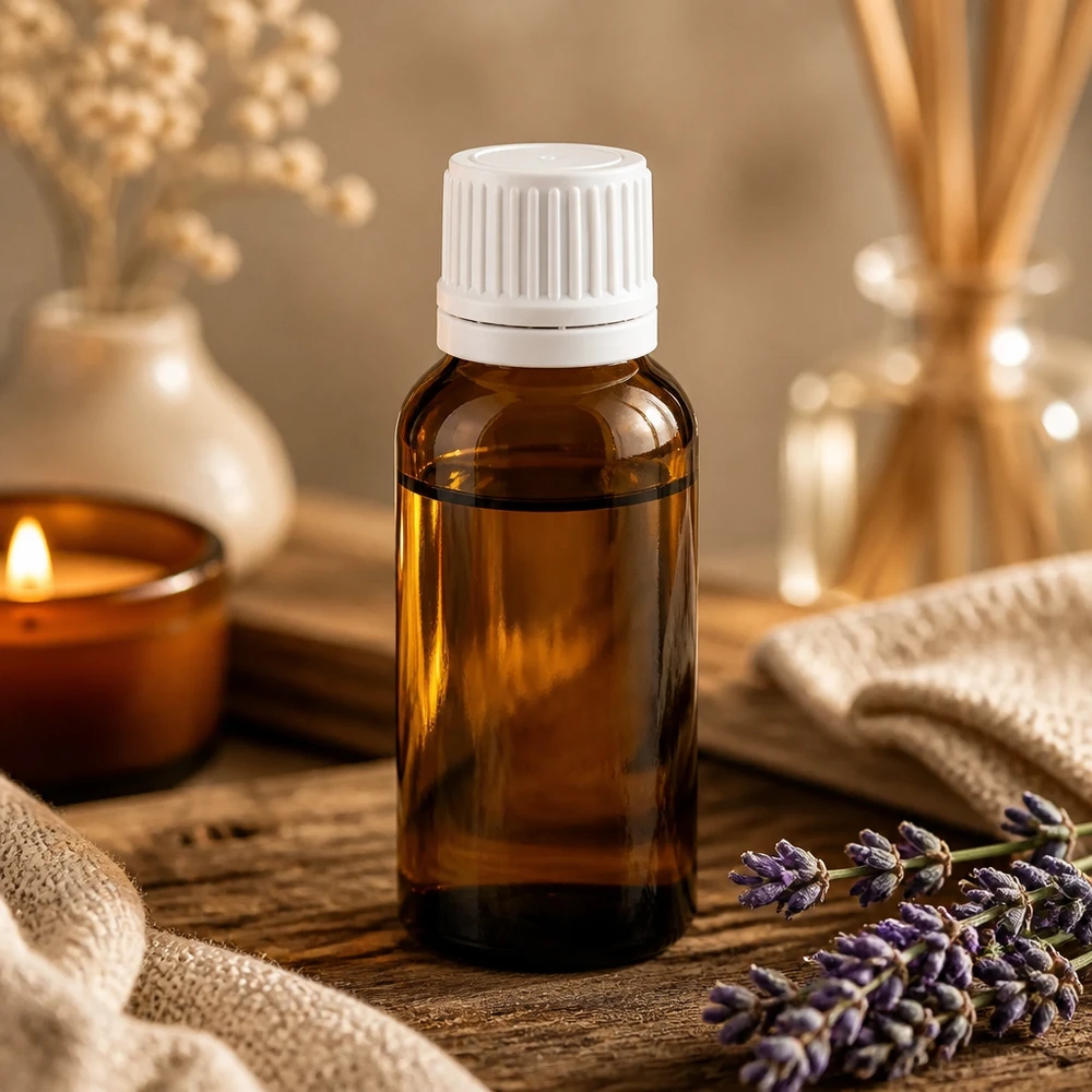 30 ml butelka z kroplomierzem 0,7 mm biała OV BrownLine UT18/30 30 ml butelka z zakraplaczem z bursztynowego szkła z ochroną UV i białą zakrętką do naturalnych kosmetyków i nalewek