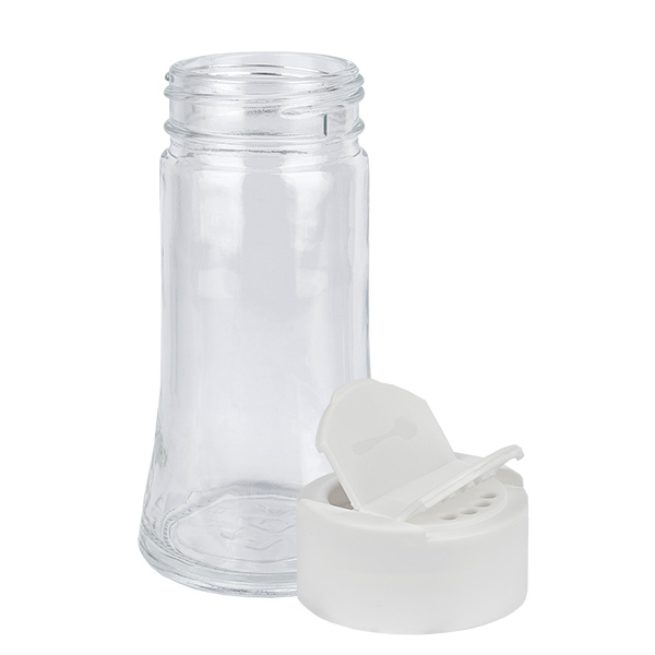 Słoik na sól/przyprawy 95 ml z podwójnym dozownikiem, biały Słoik na sól/przyprawy 95 ml z podwójnym dozownikiem, biały