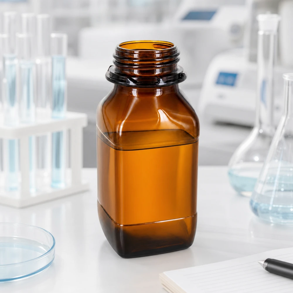 Butelka do przechowywania o pojemności 500 ml z brązowego szkła – niezawodna ochrona cennych substancji Brązowa butelka laboratoryjna 500 ml z szerokim otworem ułatwiającym napełnianie chemikaliami