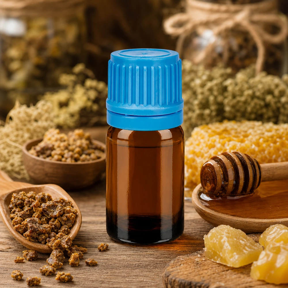 Butelka 5 ml 11 mm SV niebieska OV BrownLine UT18/5 Kompaktowa butelka z bursztynowego szkła o pojemności 5 ml z niebieską nakrętką, idealna do homeopatii i naturopatii