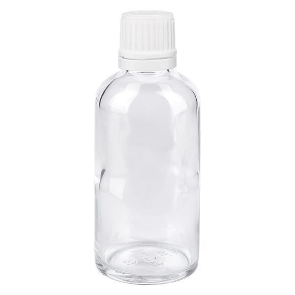 Butelka apteczna przezroczysta fiolka kroplowa 50 ml 1,2 mm biały OV Butelka apteczna przezroczysta fiolka kroplowa 50 ml 1,2 mm biały OV