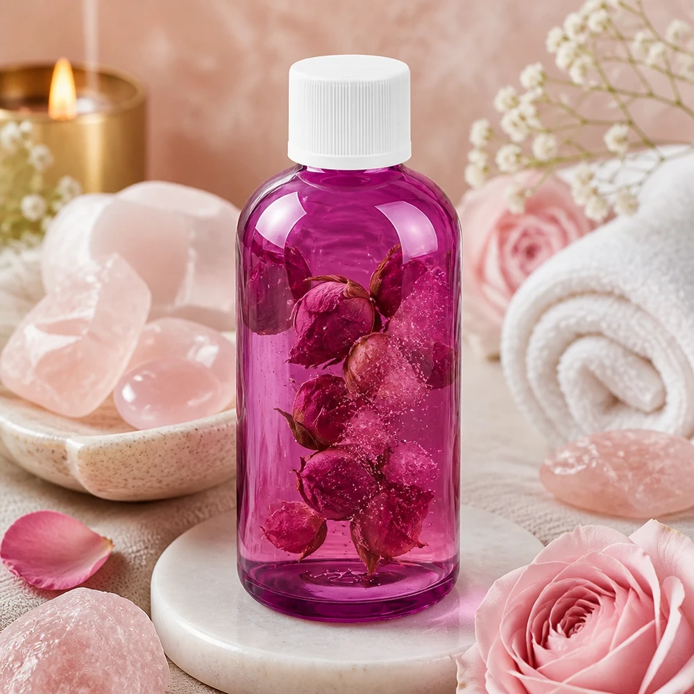 Butelka 100ml 11mm z białą zakrętką PurpleLine z zabezpieczeniem przed dziećmi. UT18/100 Butelka na kosmetyki o pojemności 100 ml wykonana z wysokiej jakości tworzywa sztucznego w kolorze przezroczystego fioletu z solidną białą pokrywką