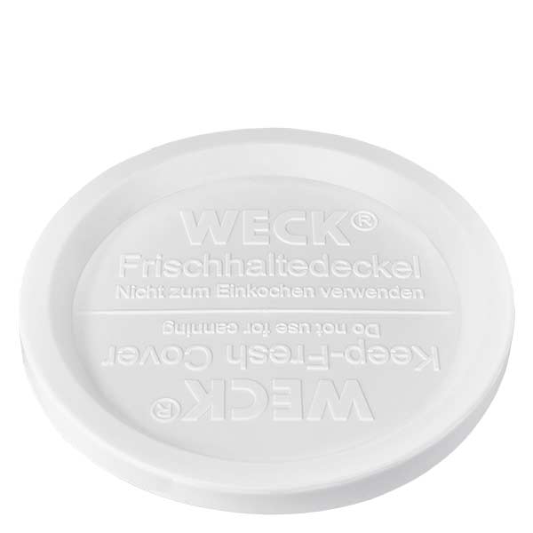 Słoik dla smakoszy o pojemności 300 ml. WECK RR120 Pokrywka WECK keep-fresh biała do słoika RR120 gourmet 300ml Zamienna pokrywka Zbliżenie z góry