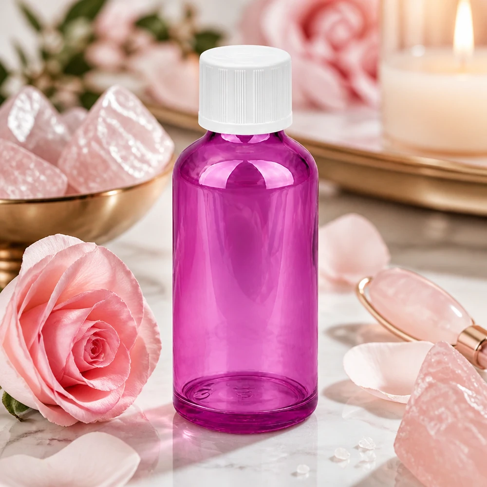 Butelka z zakraplaczem 50 ml 1,2 mm biała Standardowy, zabezpieczony przed dziećmi PurpleLine.UT18/50 Kompaktowa butelka z zakraplaczem o pojemności 50 ml w eleganckim fioletowym kolorze z zakrętką zabezpieczającą przed dziećmi do użytku domowego