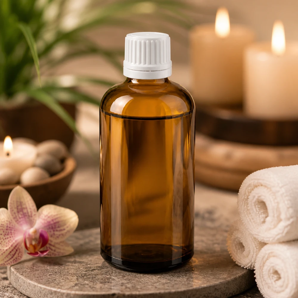 100 ml szklana butelka BrownLine z precyzyjnym zakraplaczem do kosmetyków i wellness