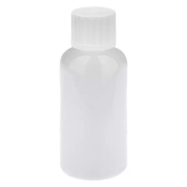 Butelka 50 ml, zakrętka 11 mm, biała, standardowa, zabezpieczenie przed otwarciem przez dzieci WhiteLine UT18/50