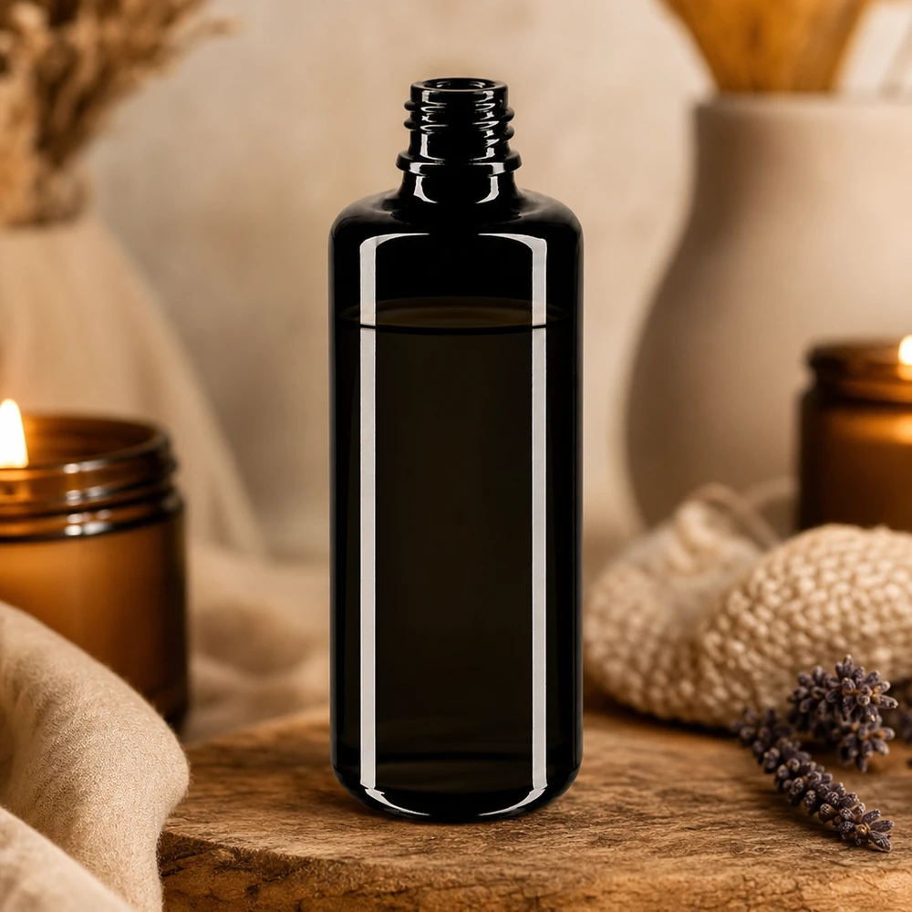 Wszechstronna butelka z zakraplaczem Orion 50 ml wykonana z fioletowego szkła Miron do kosmetyków, aromaterapii i naturoterapii
