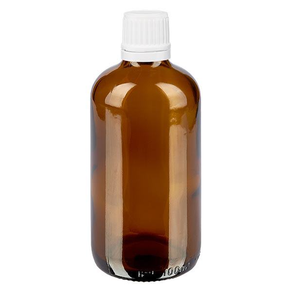 Butelka apteczna brązowa 100ml drip v. 1,2 mm biały OV Butelka apteczna brązowa 100ml drip v. 1,2 mm biały OV
