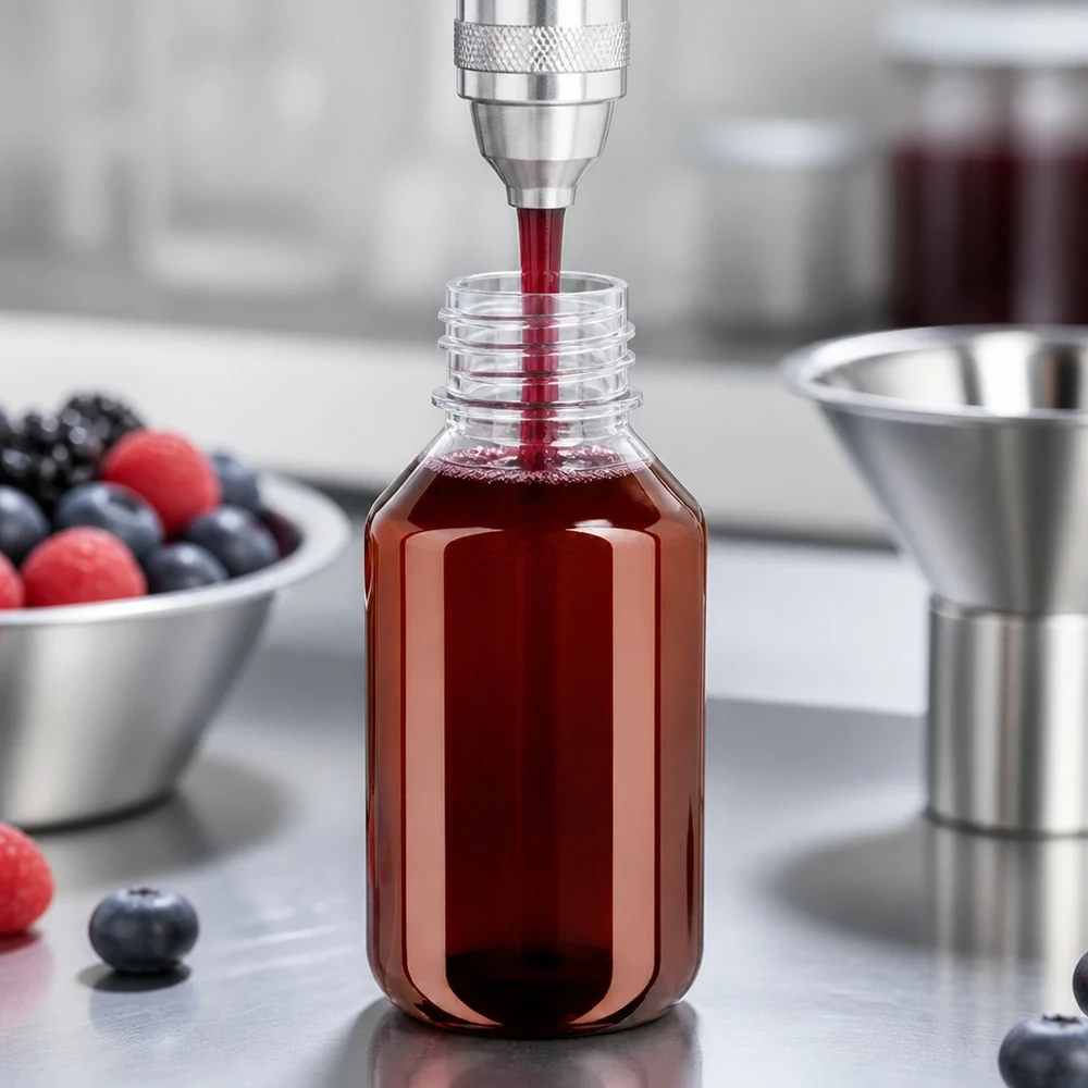 Beerenfruchtsaft Produktionslinie befüllt 100ml PET Flasche mit weißem Originalitätsverschluss