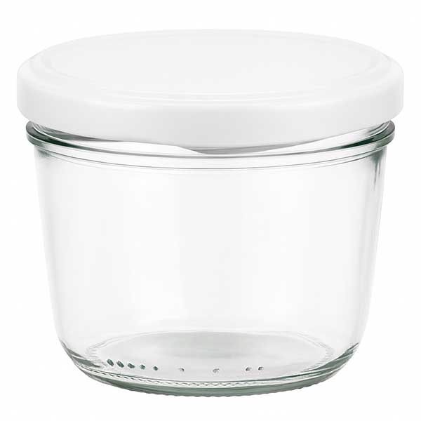 Słoik 230 ml z pokrywką BasicSeal w kolorze białym UN.. Szklany słoik na dżem i przetwory o pojemności 230 ml z białą pokrywką BasicSeal