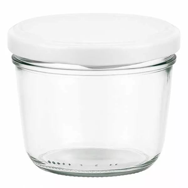 Słoik 230 ml z pokrywką BasicSeal w kolorze białym UN.. Szklany słoik na dżem i przetwory o pojemności 230 ml z białą pokrywką BasicSeal