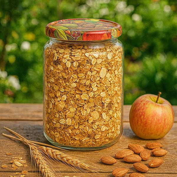 Słoik okrągły 795 ml + pokrywka BasicSeal z motywem owoców UN..