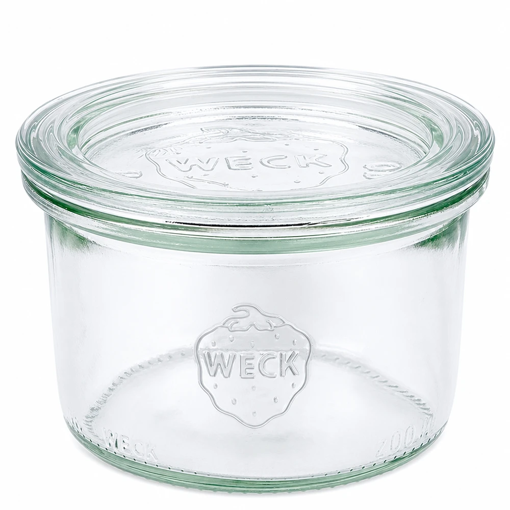 Kubki 200 ml ze szklaną pokrywką WECK RR80 WECK 200ml słoik ze szklaną pokrywką RR80 Przezroczysty słoik do przechowywania i konserwacji żywności