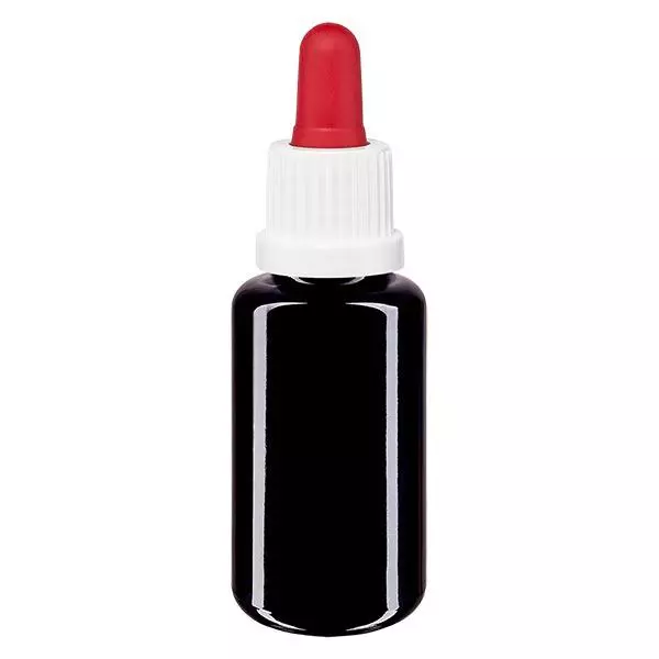 Butelka apteczna viol. 20ml pipeta biała/czerwona OV