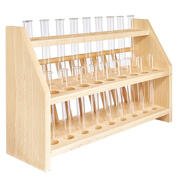 Zestaw prob&#243;wek drewniany z 18 prob&#243;wkami borokrzemowymi 100x12