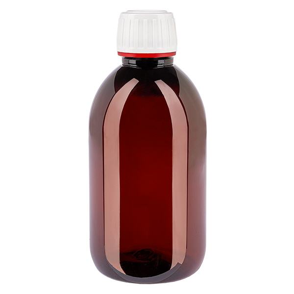 Butelka PET 250 ml z białą nakrętką typu flip-top. Butelka PET 250 ml z białą nakrętką typu flip-top.