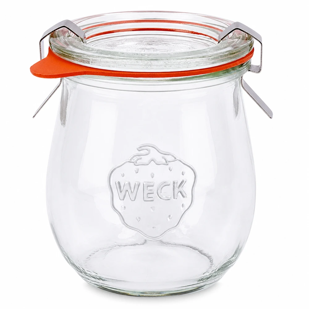 Słoik tulipan 220ml kompletny WECK RR60 Słoik na przetwory WECK tulipan 220ml RR60 ze szklaną pokrywką, gumowym pierścieniem i zaciskami w komplecie