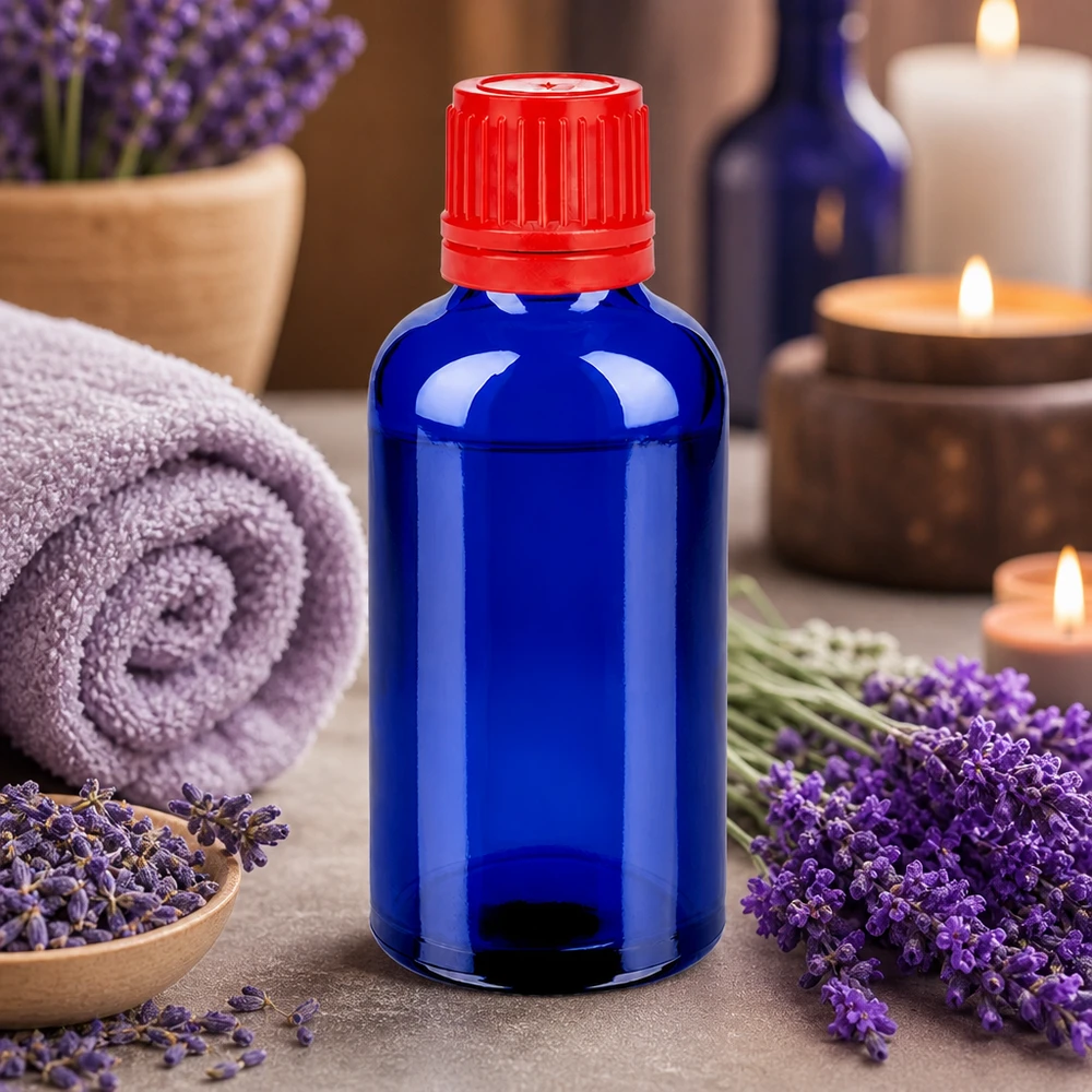 Butelka do aromaterapii 50ml niebiesko-czerwona SV 11mm OV BlueLine UT18/50 na olejki eteryczne