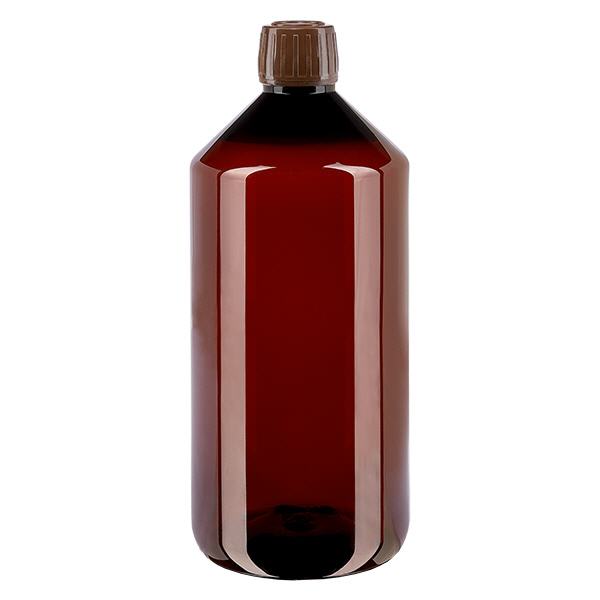 Butelka PET 1000ml z brązową nakrętką OV Butelka PET 1000ml z brązową nakrętką OV