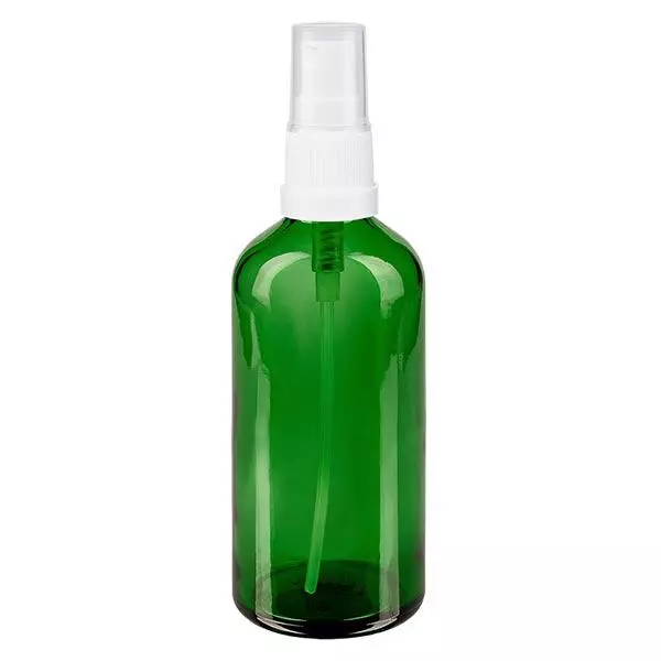 Butelka apteczna zielona 100ml spray top biały Butelka apteczna zielona 100ml spray top biały