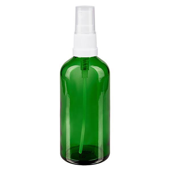 Butelka apteczna zielona 100ml spray top bia&#322;y