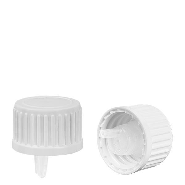 Nasadka kroplomierza 0,8 mm biała (DIN18, UT18) w standardzie. Pionowy zakraplacz. Do ApoGlas®, UNiTWIST® i Miron® Apofl. 5-100 ml z gwintem 18 mm. Nasadka kroplomierza 0,8 mm biała (DIN18, UT18) w standardzie. Pionowy zakraplacz. Do ApoGlas®, UNiTWIST® i Miron® Apofl. 5-100 ml z gwintem 18 mm.