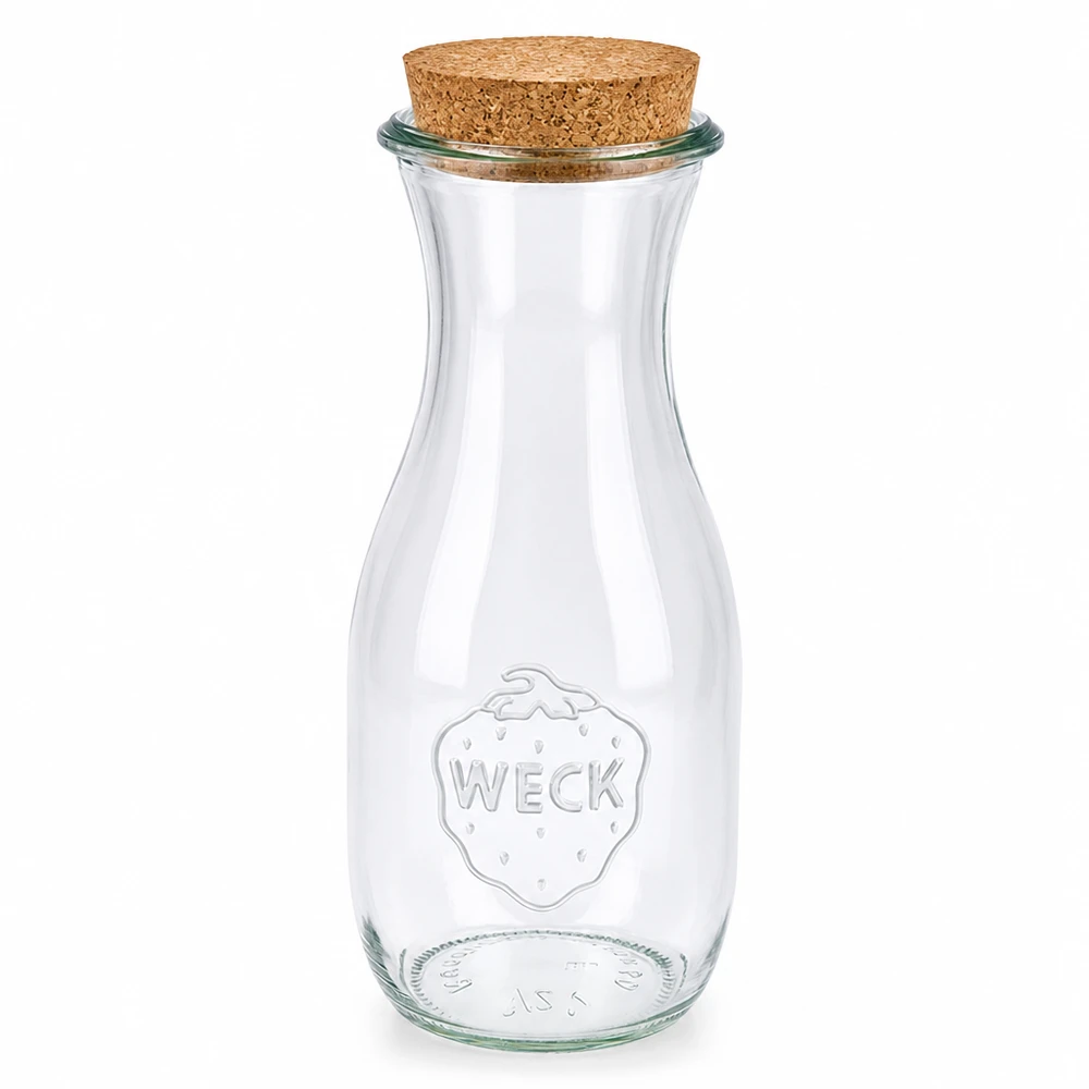 WECK butelka na sok 530ml wykonana ze szkła z zamknięciem z naturalnego korka RR60 przezroczysty pusty słoik do przechowywania przetworów