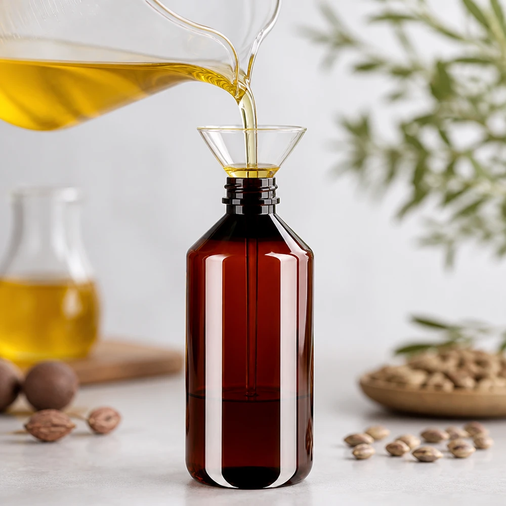 Butelka PET 1000 ml z brązową nakrętką Standard Lichtschutzflasche aus braunem PET 1 Liter mit Schraubverschluss für Pflanzenöle