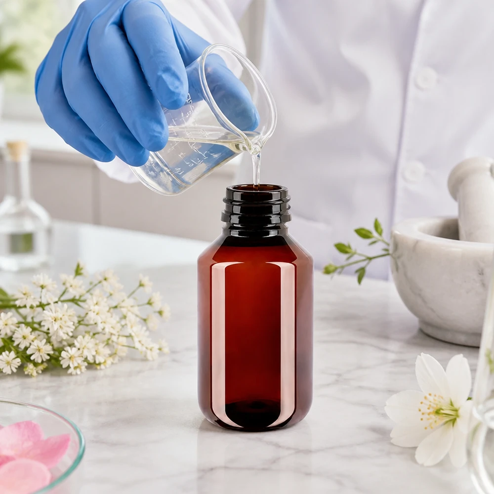 Kompakte 100ml Braunglasflasche PET mit Standardverschluss ideal für Tinkturen und Extrakte