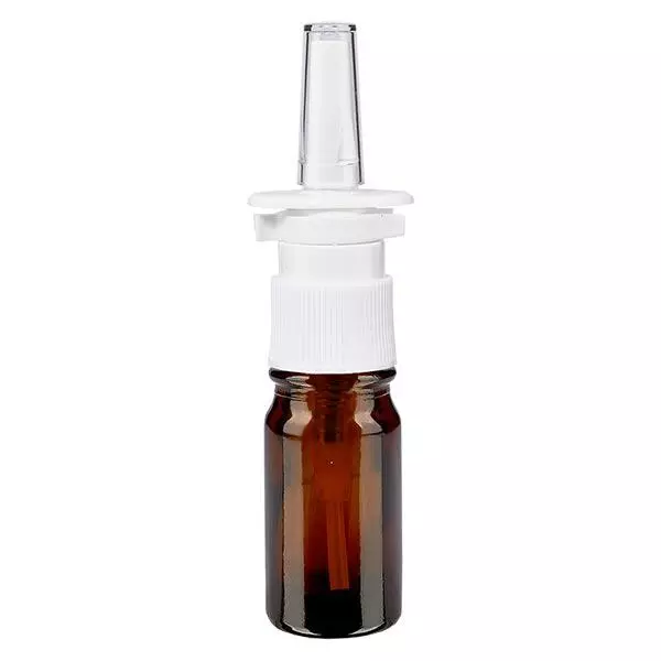 Butelka apteczna brązowa 5ml atomizer do nosa biały St Butelka apteczna brązowa 5ml atomizer do nosa biały St