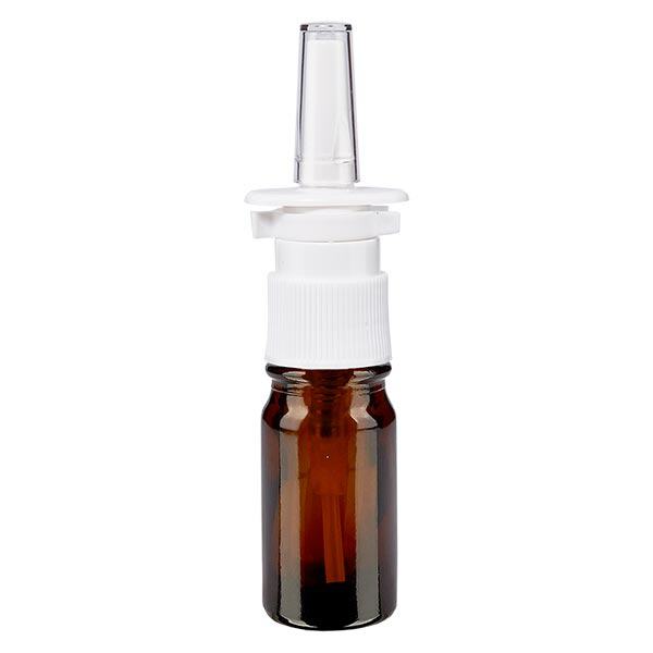 Butelka apteczna brązowa 5ml atomizer do nosa biały St Butelka apteczna brązowa 5ml atomizer do nosa biały St