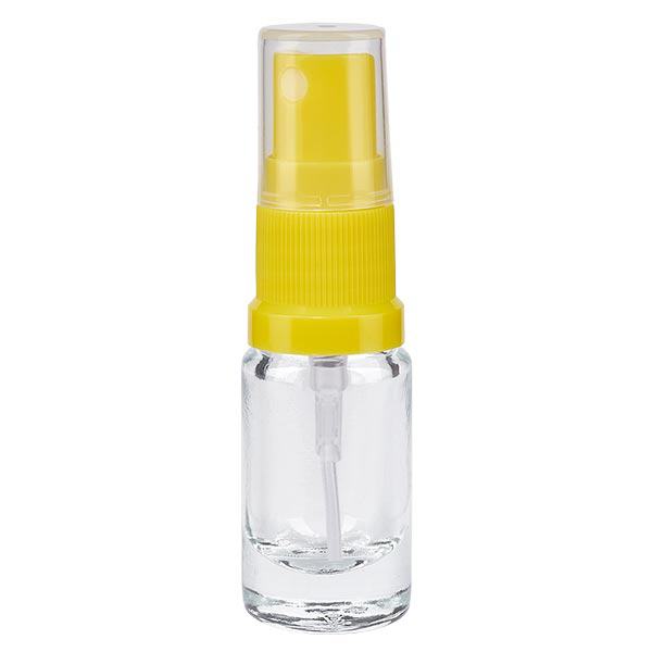 Butelka apteczna przezroczysta 5 ml z żółtym rozpylaczem Butelka apteczna przezroczysta 5 ml z żółtym rozpylaczem