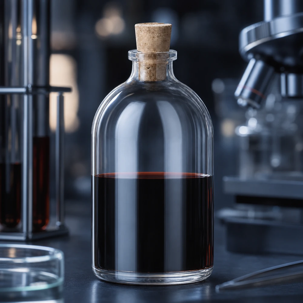 Butelka z przezroczystego szkła 100 ml z korkiem 11/14 mm Kleine Vorratsflasche 100ml Klarglas Korkverschluss 11/14mm mit tiefrotem Flüssigkeitsinhalt