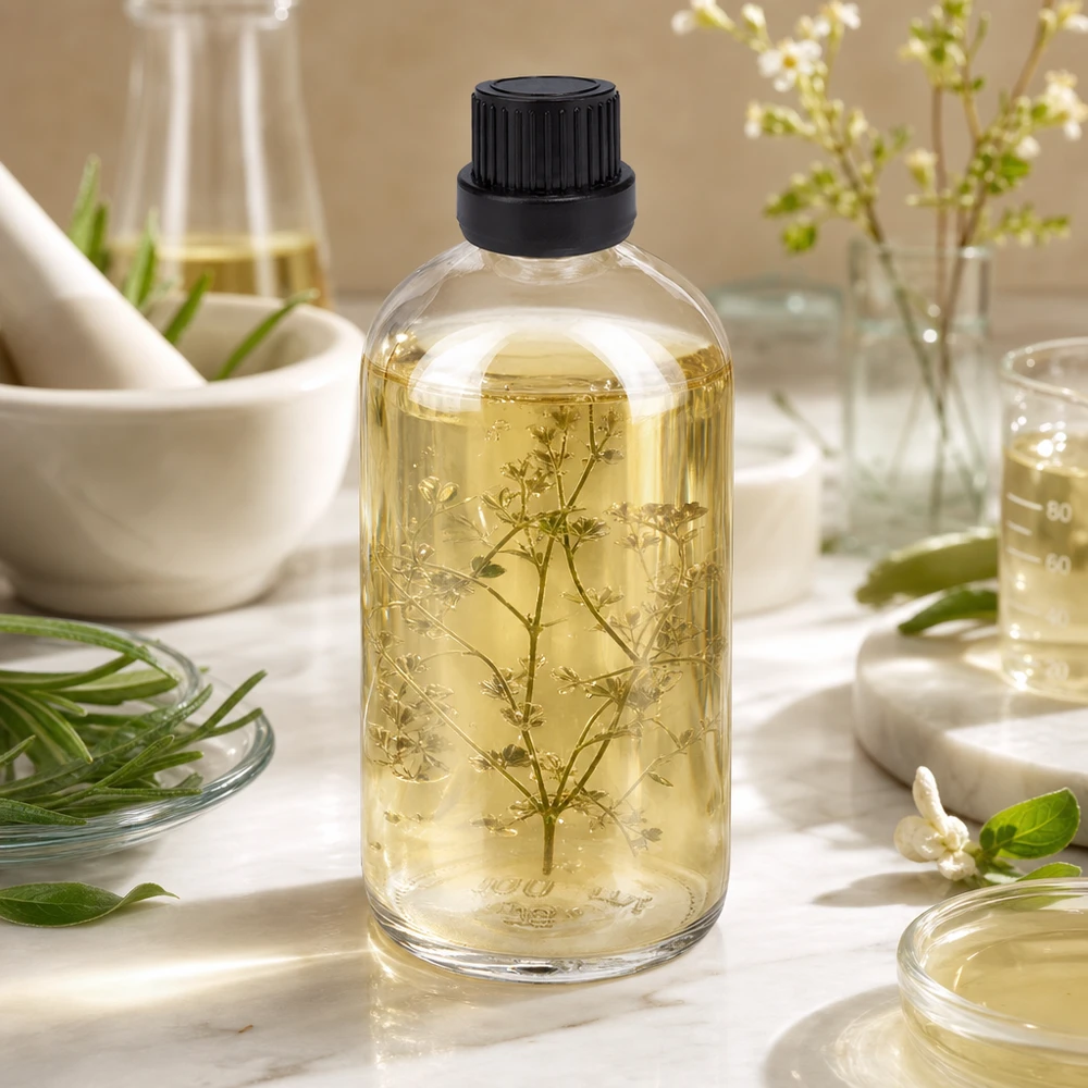Napar ziołowy w 100 ml butelce z zakraplaczem ClearLine UT18 z czarną nakrętką zabezpieczoną przed dziećmi