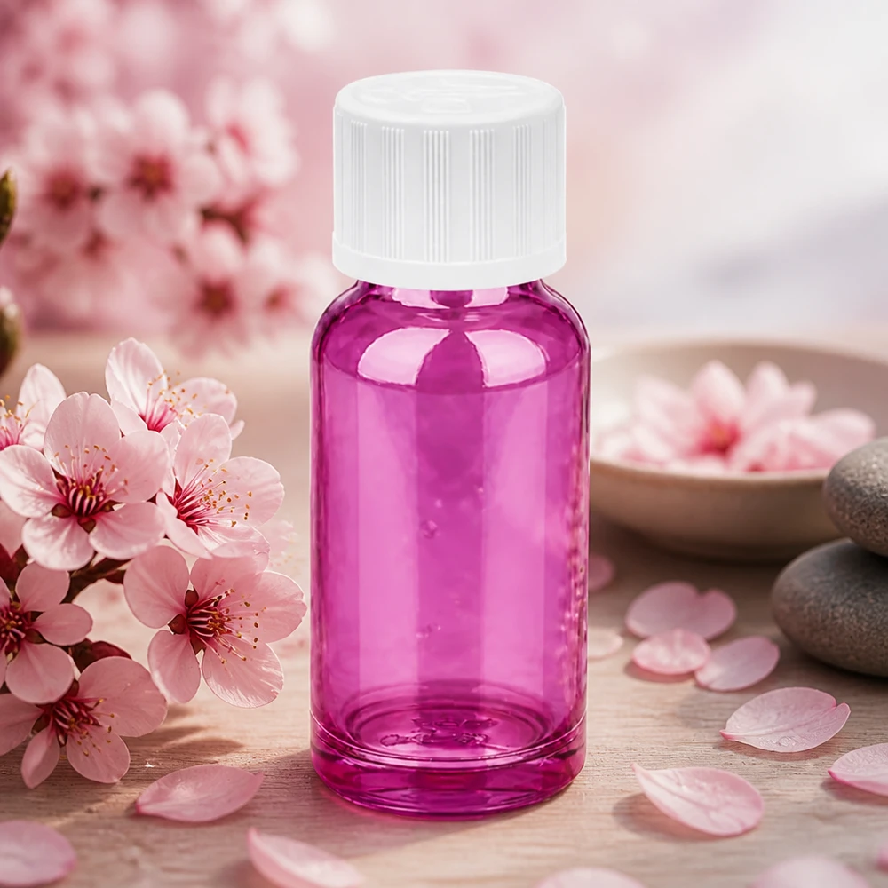 Butelka z zakraplaczem 20 ml 1,2 mm biała, standardowo zabezpieczona przed dziećmi PurpleLine.UT18/20 Kompaktowa butelka z zakraplaczem o pojemności 20 ml w kolorze różowym z zakrętką STD KiSi do zastosowań w aromaterapii