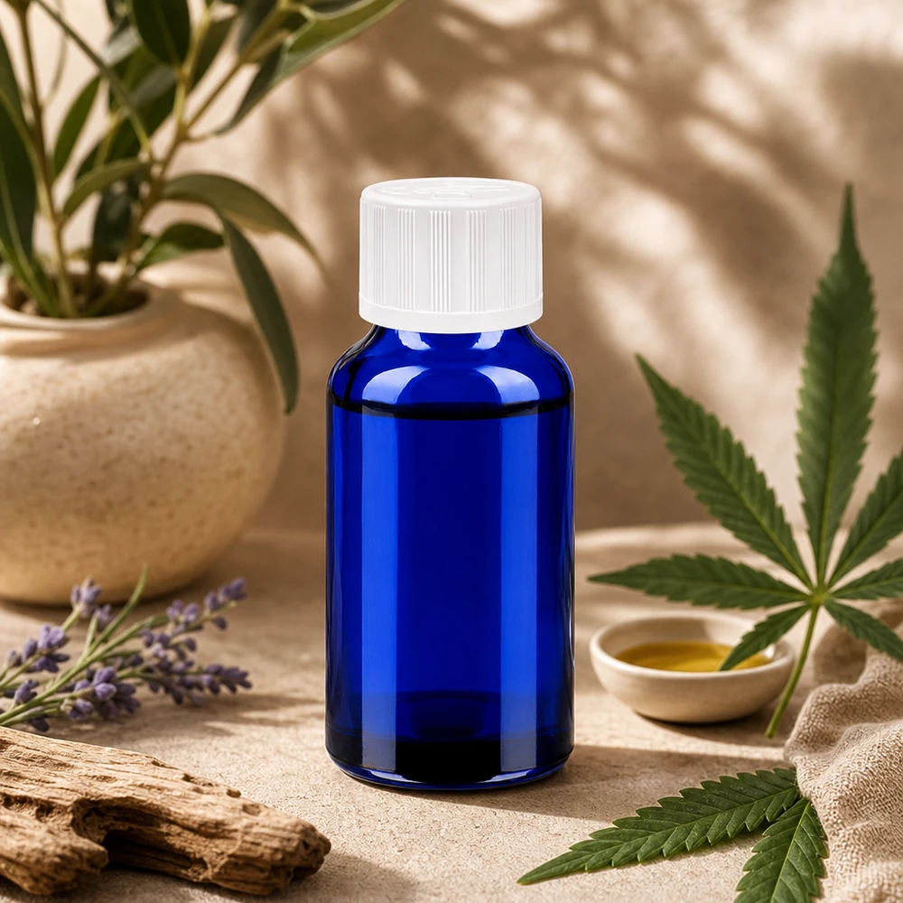 Butelka 20 ml 11 mm SV biała STD KiSi BlueLine UT18/20 Szklana butelka BlueLine o pojemności 20 ml z zakrętką zabezpieczającą przed otwarciem przez dzieci do bezpiecznego przechowywania leków
