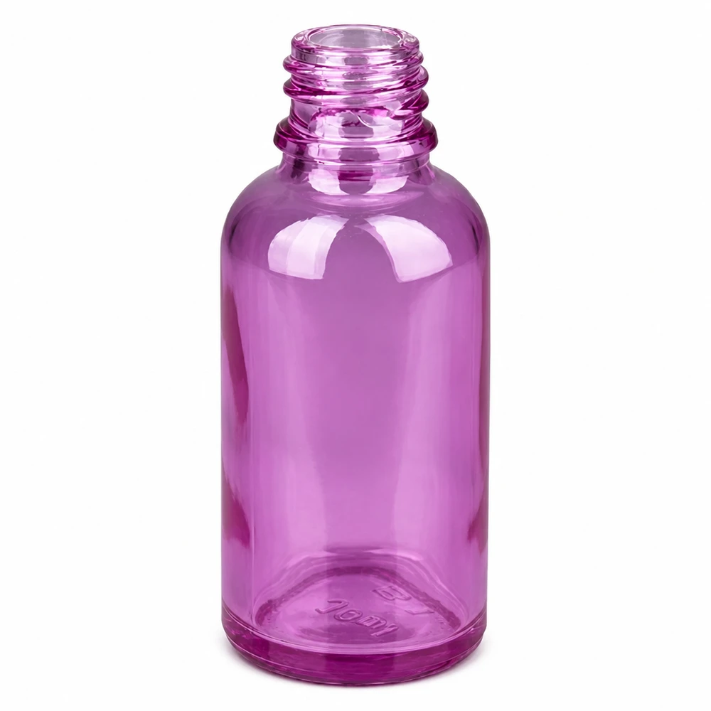 Butelka z rozpylaczem 30 ml biała/przezroczysta Standard PurpleLine UT18/30 Pusta szklana butelka o pojemności 30 ml w kolorze przezroczystego fioletu na olejki eteryczne i perfumy