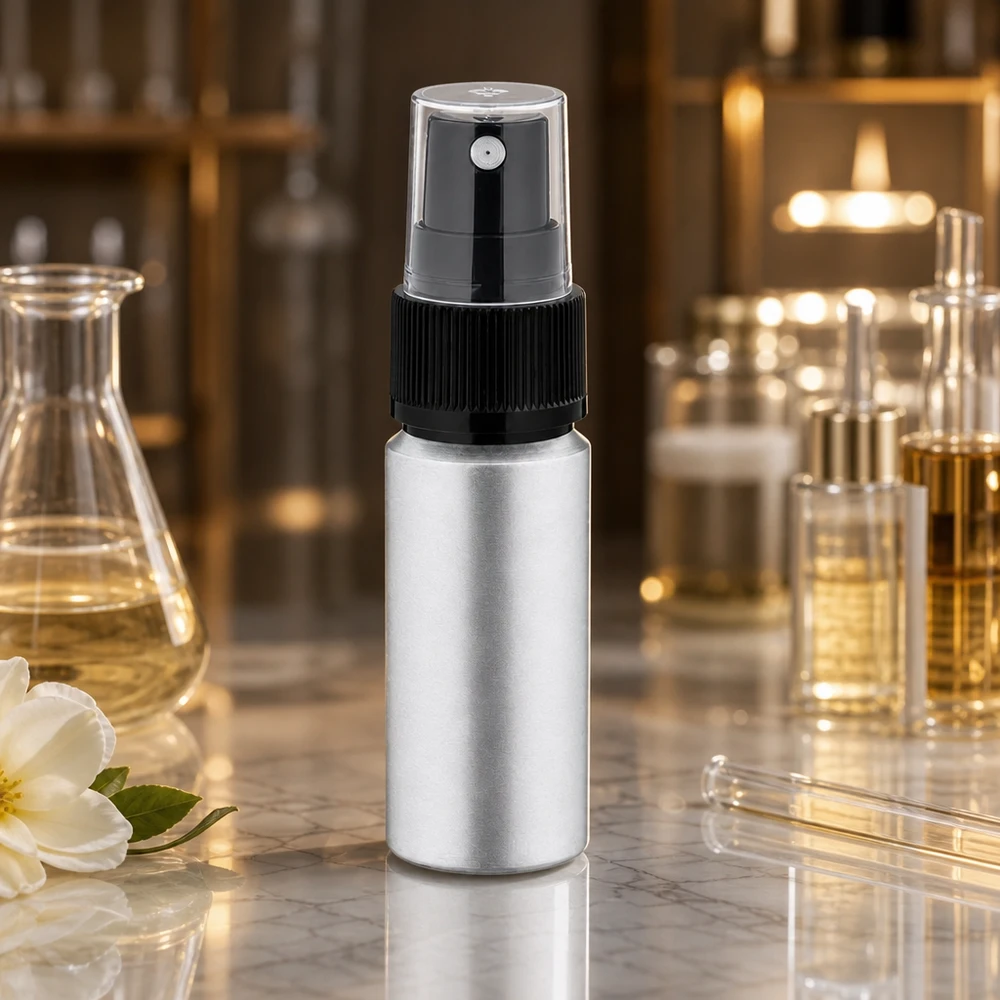 Butelka z barwionego aluminium o pojemności 20 ml z atomizerem Elegancka aluminiowa butelka 20 ml z przezroczystą głowicą rozpylającą do profesjonalnej produkcji kosmetyków