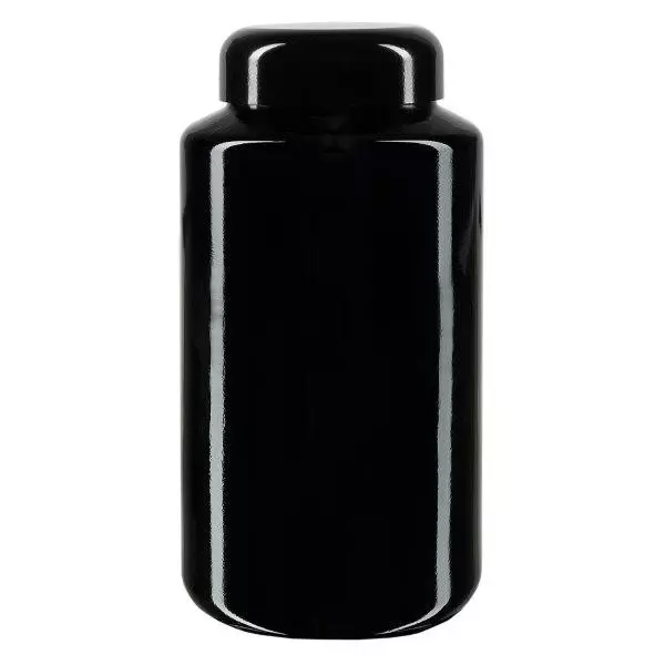 Słoik z szeroką szyjką z fioletowego szkła, 500 ml, z czarną pokrywką Słoik z szeroką szyjką z fioletowego szkła, 500 ml, z czarną pokrywką