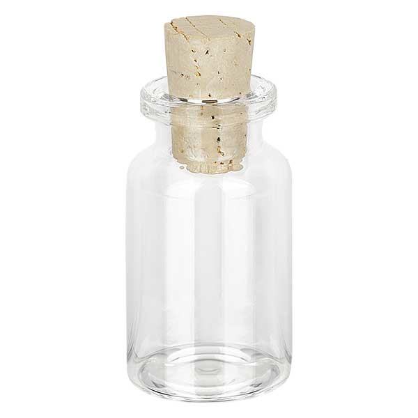 Przezroczysta szklana butelka 10 ml z korkiem 11/14 mm Przezroczysta szklana butelka 10 ml z korkiem 11/14 mm