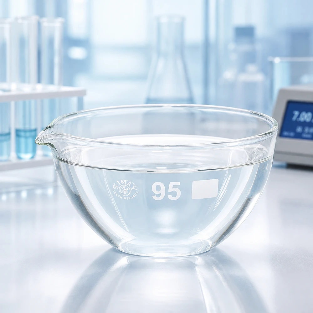 Taca do odparowywania 170 ml z wylewką borokrzemianową Przezroczyste naczynie do odparowywania z borokrzemianu o pojemności 170 ml z wylewką do chemii analitycznej