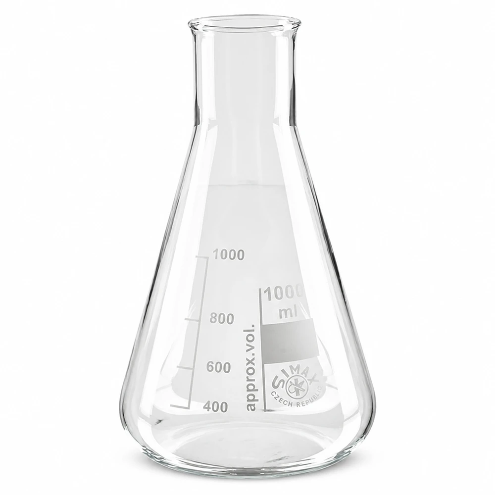Kolba Erlenmeyera 100 ml z szeroką szyjką wykonana ze szkła borokrzemowego do użytku laboratoryjnego