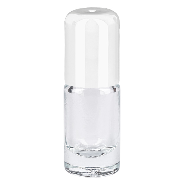 Butelka apteczna przezroczysta 5ml nakrętka roll-on biała Butelka apteczna przezroczysta 5ml nakrętka roll-on biała