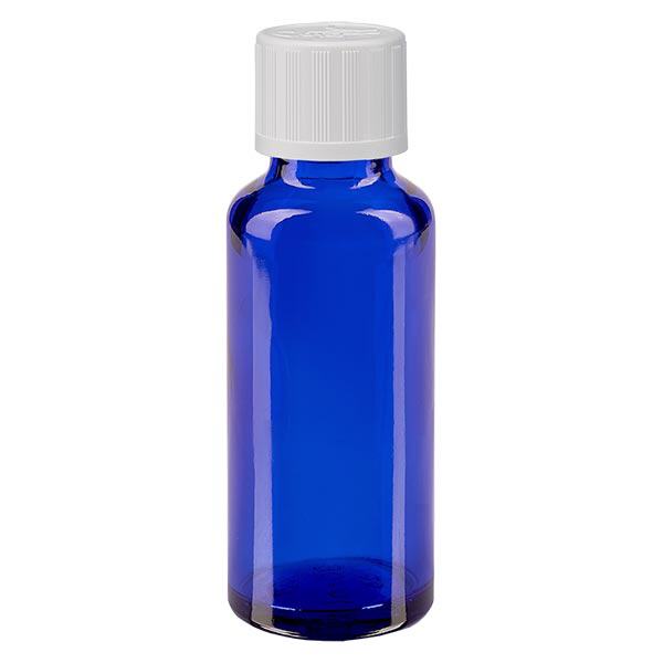 Butelka apteczna niebieska 30ml zakrętka biała KiSi St Butelka apteczna niebieska 30ml zakrętka biała KiSi St
