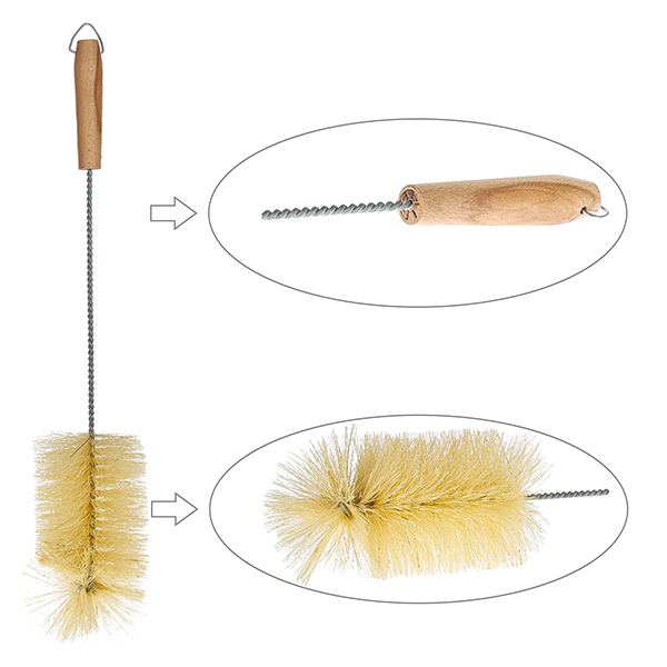 Szczotka do szk&#322;a i butelek w rozmiarze XL z drewnianym uchwytem. Do wszystkich pojemnik&#243;w o &#347;rednicy od 80 mm. Czyste naturalne w&#322;osie. Ca&#322;kowita d&#322;ugo&#347;&#263; 50 cm.