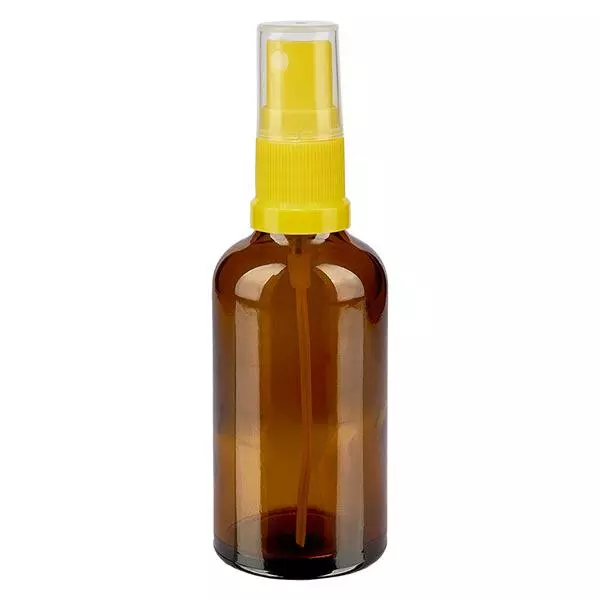 Butelka apteczna brązowa 50ml spray top żółty Butelka apteczna brązowa 50ml spray top żółty