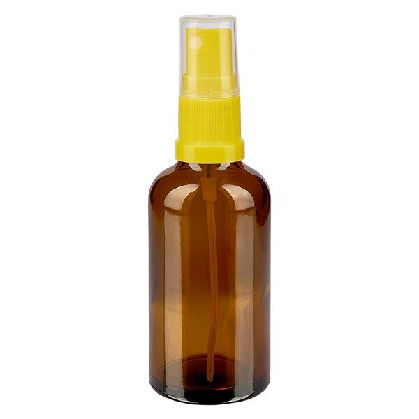 Butelka apteczna brązowa 50ml spray top żółty Butelka apteczna brązowa 50ml spray top żółty