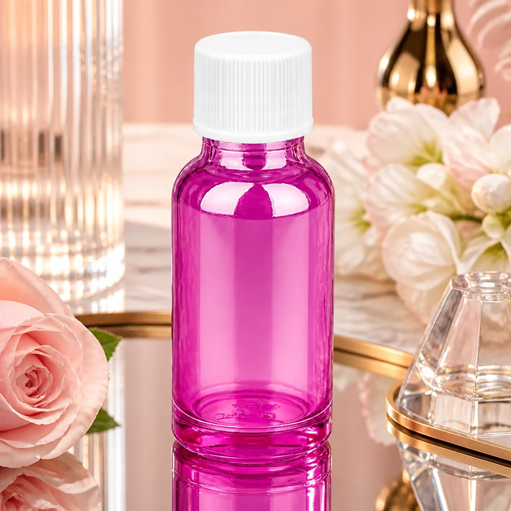 Butelka 20 ml z zakrętką 11 mm biała standardowa PurpleLine UT18/20 Elegancka butelka 20 ml w kolorze jasnofioletowym z praktyczną zakrętką 11 mm do produktów kosmetycznych