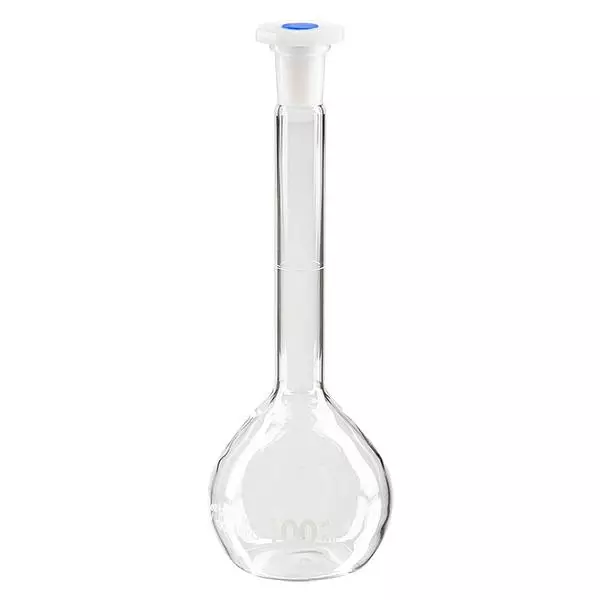 Kolba miarowa 100 ml ze standardowym szlifowanym złączem i korkiem PEHD