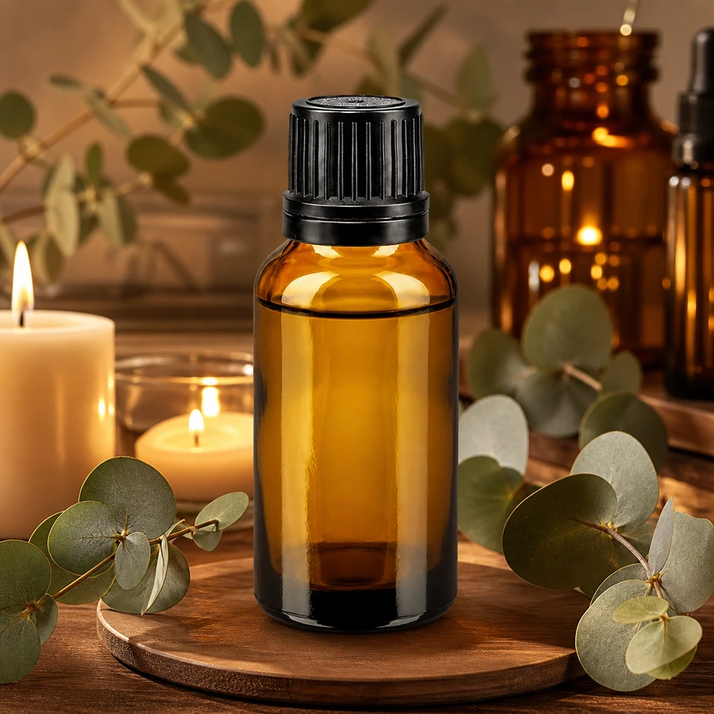 Butelka apteczna brązowa 20ml zakrętka czarny nalewak r. OV 20 ml szklanka apteczna z brązowego szkła z oryginalnym czarnym zamknięciem do olejków eterycznych